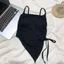 IAPPORTUNIA Áo Vest xẻ không đều, có miếng đệm ngực màu trơn mùa hè buộc dây, áo thun gợi cảm