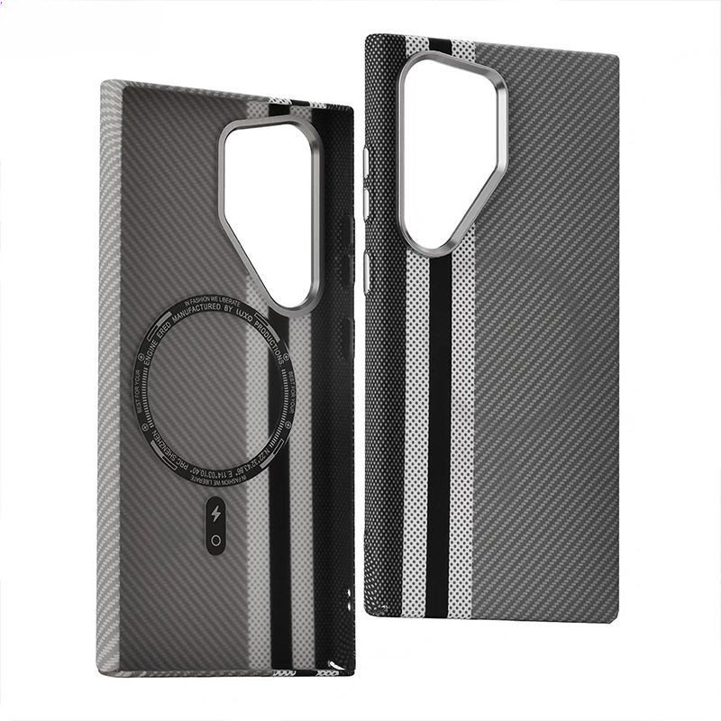 Ốp điện thoại từ tính mỏng sang trọng họa tiết sợi Carbon cho Samsung S26/S25/S24/S24+/S23/S23 Plus/S23 Ultra