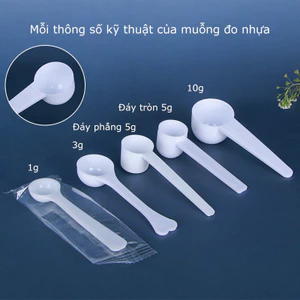 Combo 10 thìa đong định lượng sữa gia vị nấu ăn 1g 3g 5g 10g nhựa PP an toàn sức khỏe SUNND