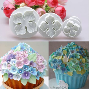 Gcdhome 3 chiếc hoa cẩm tú cầu fondant bánh trang trí sugarcraft hố bìa cứng cắt khuôn hoa HOT