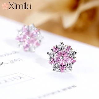 Ximilu ⭐ Bông Tai Bạc Sáng Tạo Hoa Hồng Cho Nữ Bông Tai Cho Nam Bông Tai Dễ Thương Hàn Quốc Phụ Kiện Thời Trang Vintage Quà Tặng Ngày Lễ Tình Nhân