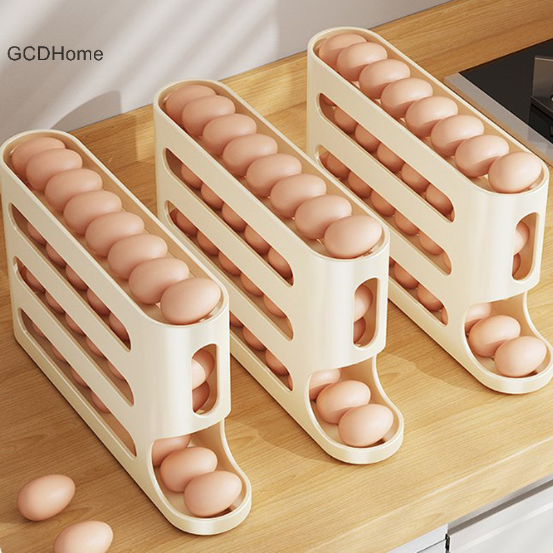 Gcdhome Tủ Lạnh Trứng Hộp Bảo Quản Tự Động Cuộn Trứng Hộ Gia Đình Nhà Bếp Chuyên Dụng Cuộn Trứng Giá Để Đồ HOT