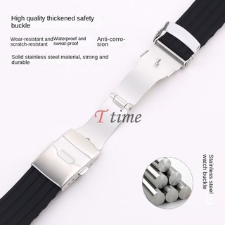 Dây Đeo Silicon Cho TAG Heuer Thép Đen Gấp Khóa Dây Đeo Đồng Hồ Nam F1 Monaco Cho Calila Series Đen Watchband 22mm 18mm 19mm 20mm 21mm