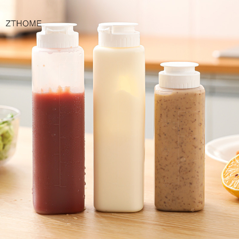 Zthome 200 / 300ml Gia Vị Bóp Chai Cà Chua Mù tạt Chai Trong Suốt Mayonnaise Mật Ong Hộp Đựng Nước Sốt Nóng