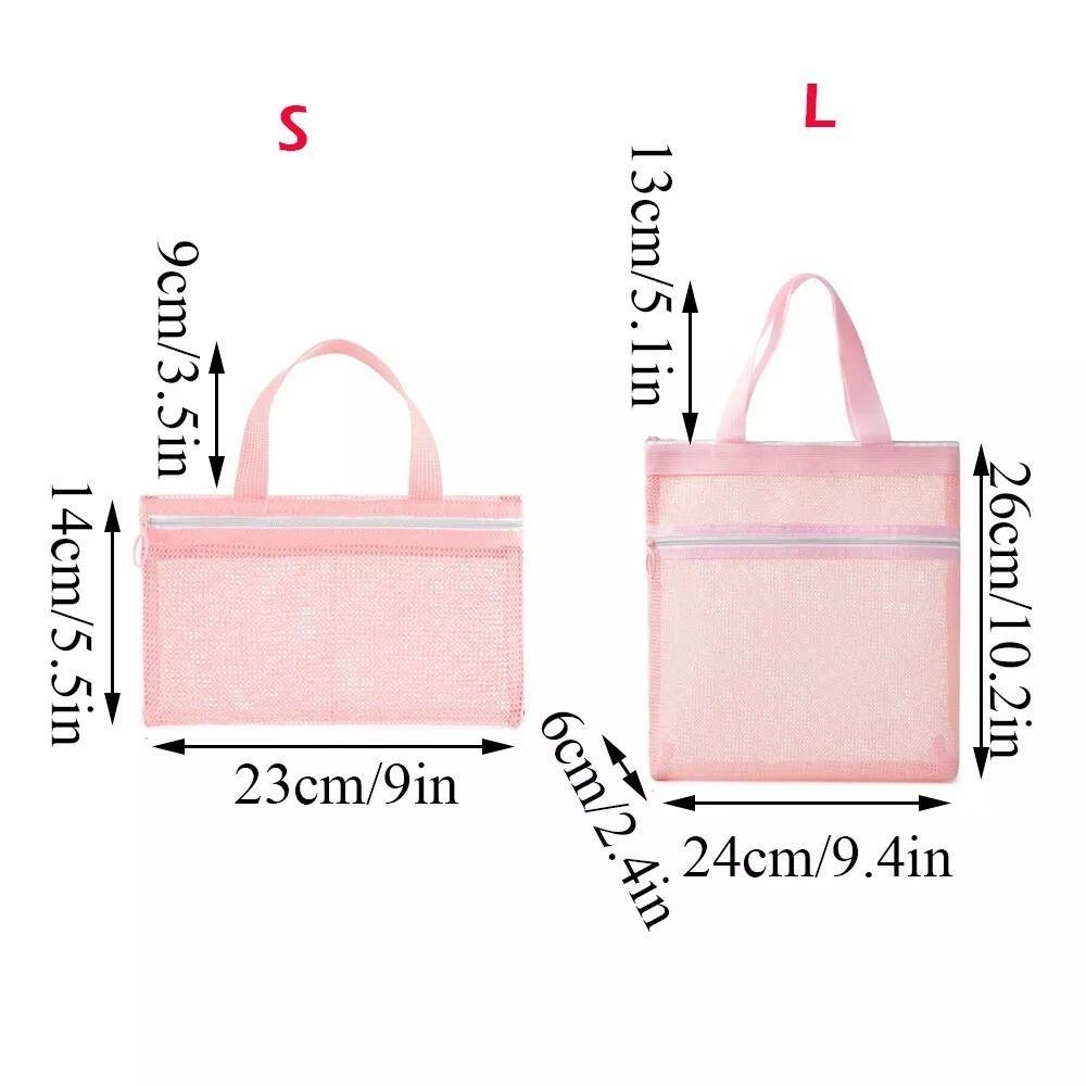 Tổ chức du lịch HOBBYIN, Túi trang điểm lưới màu trơn, Túi đi biển di động bền bỉ Túi dây kéo dung tích lớn Túi đựng mỹ phẩm