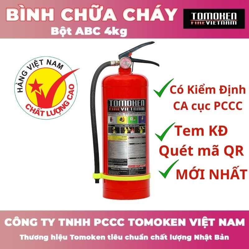 Bình Chữa Cháy Bột Abc Tomoken Chính Hãng 4kg 