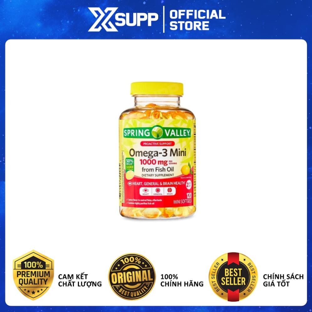 Spring Valley Omega-3 Fish Oil - Viên Dầu Cá Siêu Cô Đặc Vị Chanh Hỗ Trợ Tốt Trí Não Và Mắt