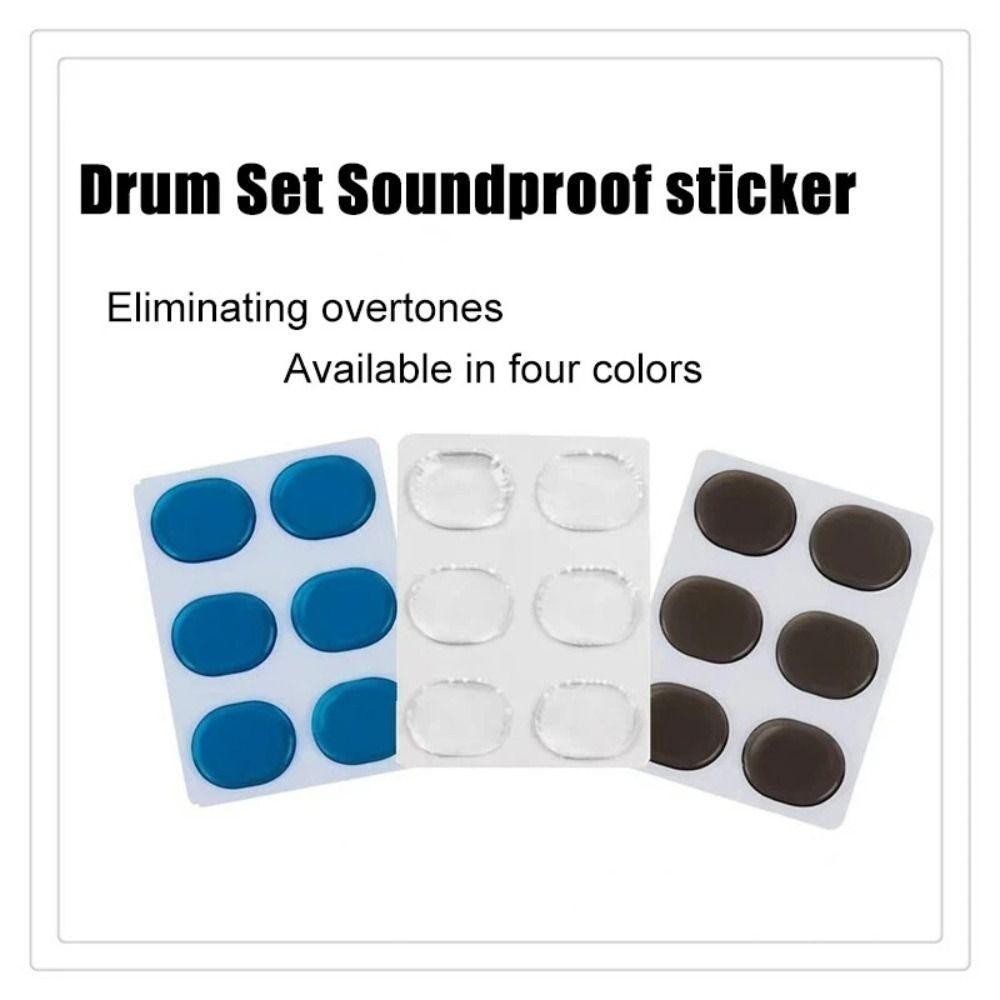 ODAKA 6 Cái / Tấm Trống Tắt Tiếng Miếng Lót, Miếng Dán Silicon Snare Trống Muffler, Phụ Kiện Nhạc Cụ Kiểm Soát Âm Miếng Lót Loại Bỏ Tiếng Ồn Có Thể Tái Sử Dụng