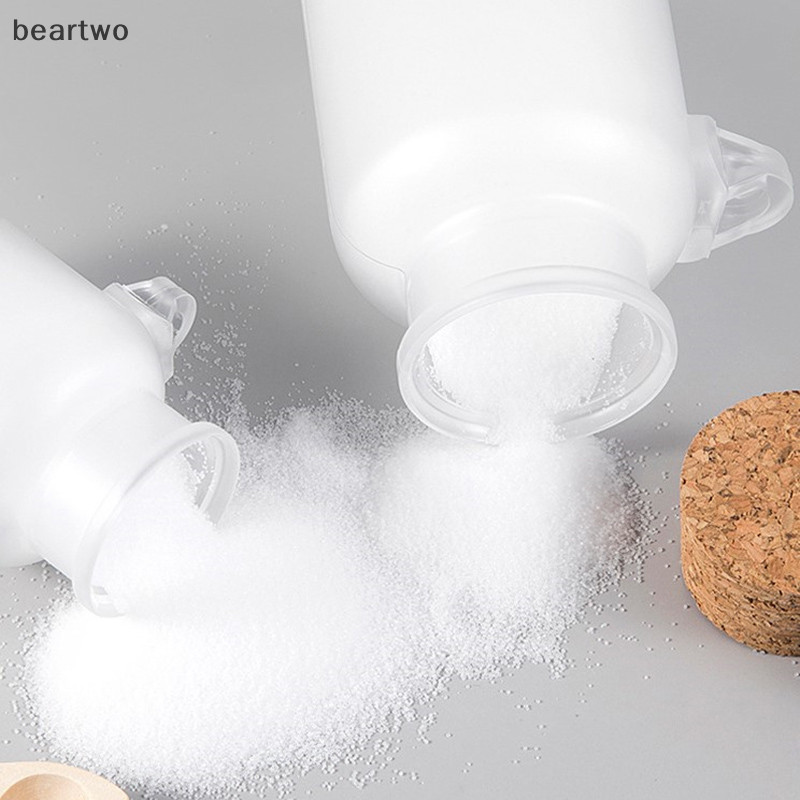 < Beartwo > Chai Muối Tắm Rỗng Nhựa Mờ Nút Chai Có Thể Đổ Lại Bằng Thìa Gỗ Đẹp