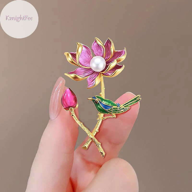 K2nightfee Tinh Tế Mới Magpie Sen Trâm Dành Cho Nữ Áo Chân Huy Hiệu Vintage Pha Lê Hoa Xòe Váy Cô Dâu Tiệc Cưới Trang Sức Quà Tặng VN