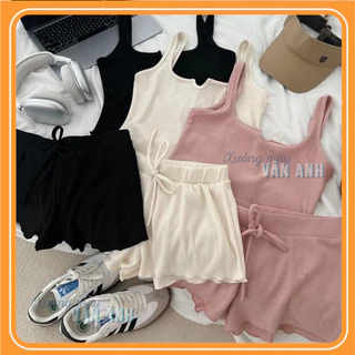 Bộ Đồ Ngủ Hai Dây MÀU TRƠN Phong Cách Hàn Quốc Dành Cho Nữ Kèm Mút