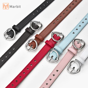 Marbit Trẻ Em Giả Da Trẻ Em Dễ Thương Đào Khóa Trái Tim Thắt Lưng Bé Gái Thắt Lưng Mới