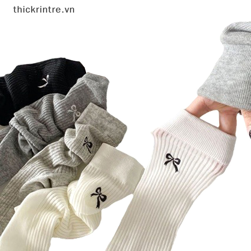 Thi Woman Phiên Bản Siêu Mỏng Mới Ins Nơ Màu Lưới Giữa Ống Thoáng Khí Tất Đen Trắng Xám Cô Gái Phong Cách Thời Trang Tất Ngọt Ngào VN