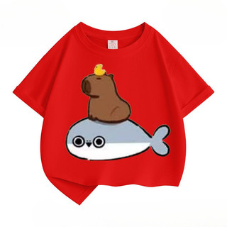 2024 Hoạt Hình In Hình Dễ Thương Capybara Áo Thun Trẻ Em Mùa Hè Tay Ngắn Áo Sơ Mi Thường Ngày Để Mặc Hàng Ngày