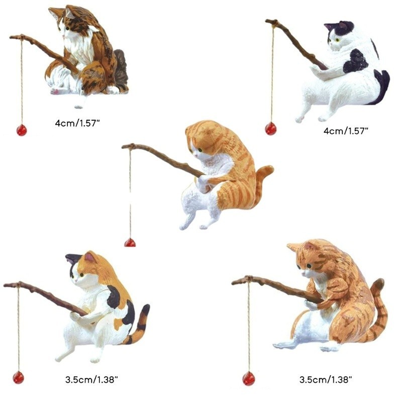 Mô Hình Mèo Câu Cá Bằng Nhựa - Trang Trí Tiểu Cảnh