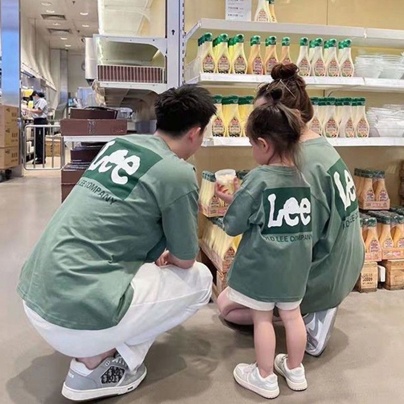 Mùa Hè Họ Mặc Cha Mẹ-Con Mặc Ngắn Tay Top Phong Cách Mới Áo Thun Gia Đình Ba Mảnh Mặc 100-XXL Size AJ9L
