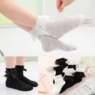 Tất Vớ Cotton Viền Ren Bèo, Tất Màu Trơn Nhiều Kiểu Phong Cách Lolita Cho Bé HaminStore