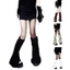 Woke Thường Ngày loe Chân Ấm Áp Nữ Gothic Bông Tai Kẹp Đan Chữ Cái Chân Có