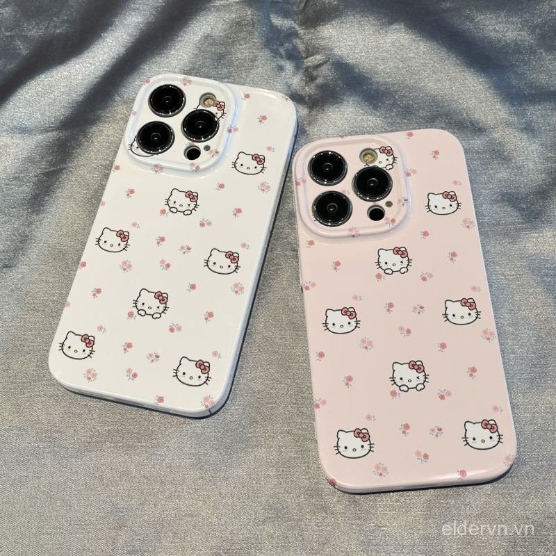 Toàn Màn Hình KT Hello Kitty QYJS Thích Hợp Cho Ốp Điện Thoại IPhone 15 14 13 ProMax 12 PRO 11 15 14 PLUS X XS XR XSMAX 7 8 PLUS SE Phim Cứng RDZJ