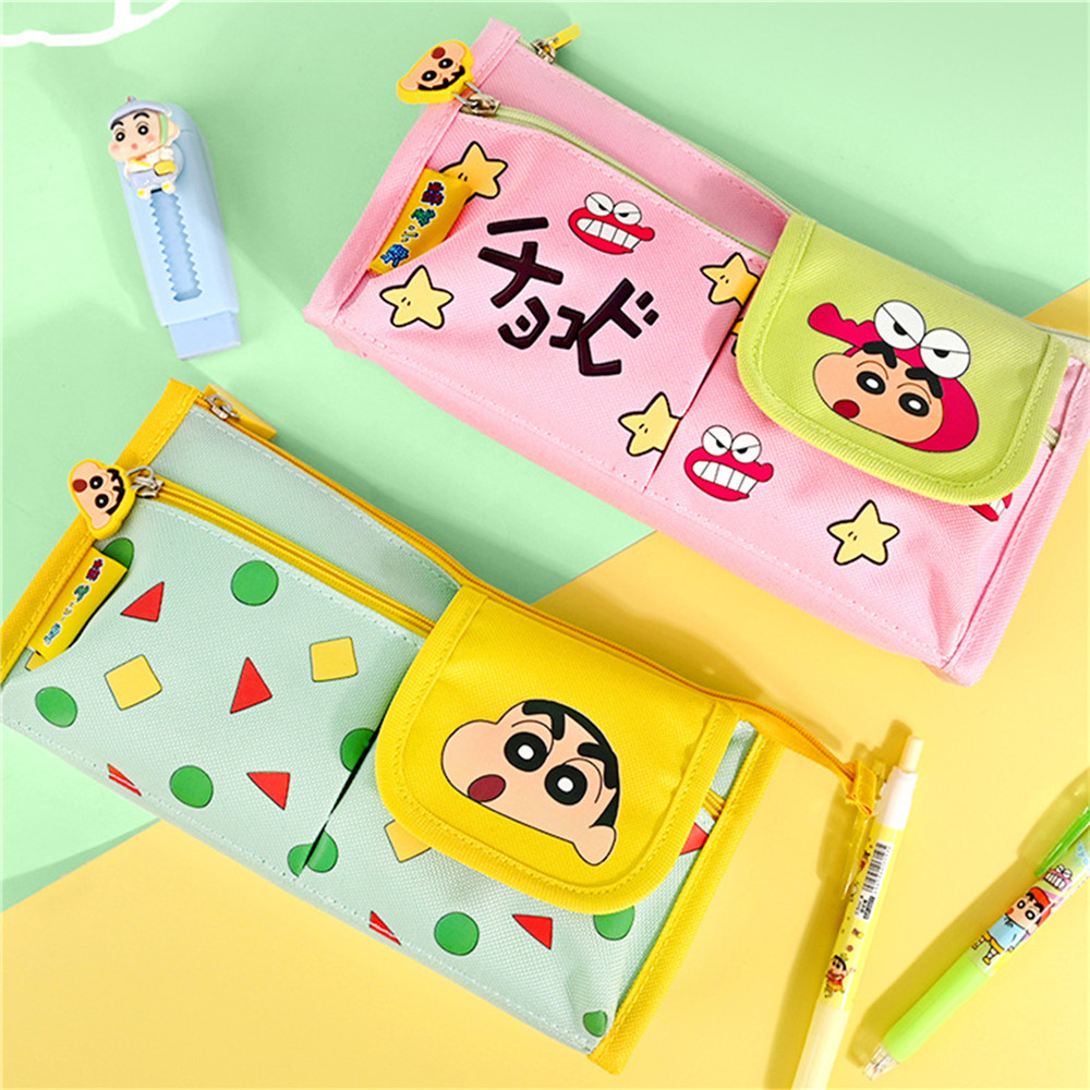 Ảnh Aubess [Quà tặng] Hộp đựng bút chì Crayon Shin-Chan dung tích lớn cho học sinh Hộp đựng bút chì chống nước dễ thương Túi đựng đồ dùng học tập hoạt hình 1