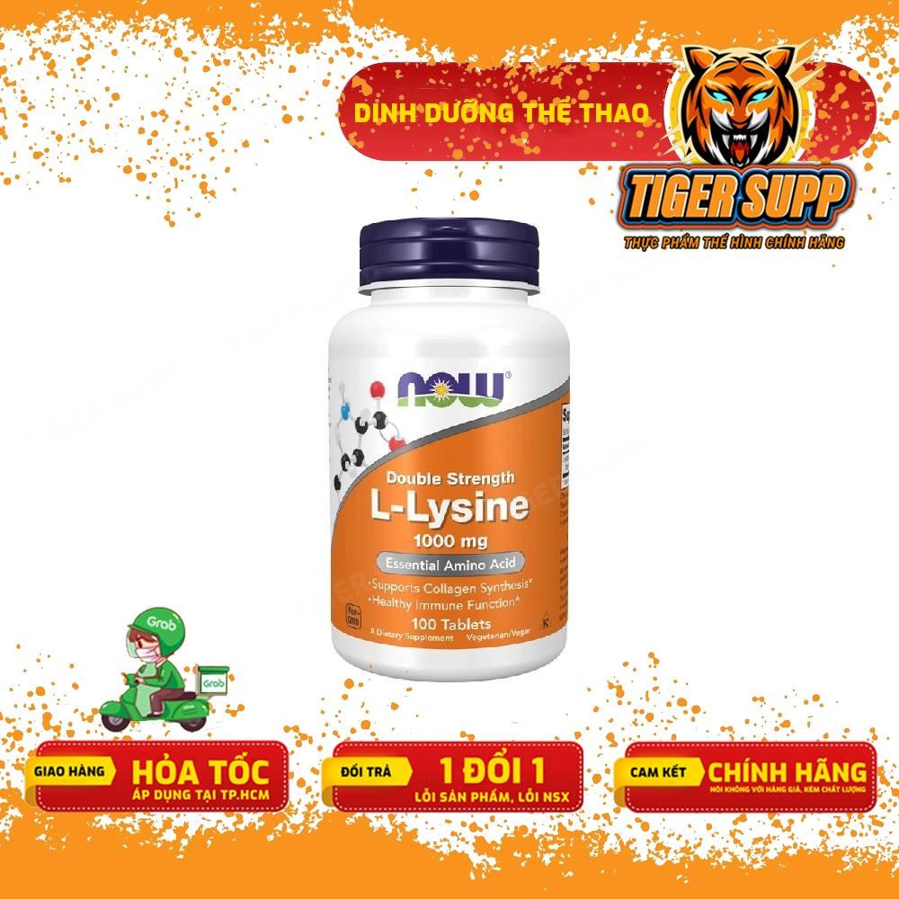 Now L-Lysine Supports Collagen Synthensis & Healthy Immune Function - Viên uống hỗ trợ miễn dịch, tăng sinh collagen