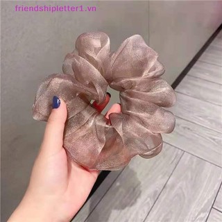 {Fh Fashion} Lưới phản quang Quá khổ Scrunchies Dây buộc tóc bằng cao su lớn Dây buộc tóc co giãn trơn Cô gái Giá đỡ đuôi ngựa Phụ kiện tóc nữ.