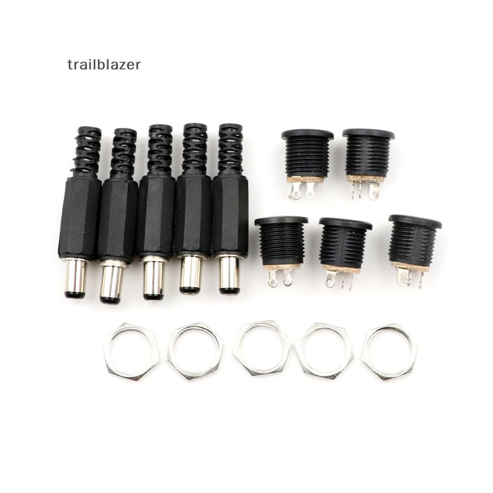 Trailblazer 10 Chiếc 5.5mm x 2.1mm Nam Cắm Điện Kết Nối Khóa Vít Nữ Bảng Điều Khiển Ổ Cắm Mới