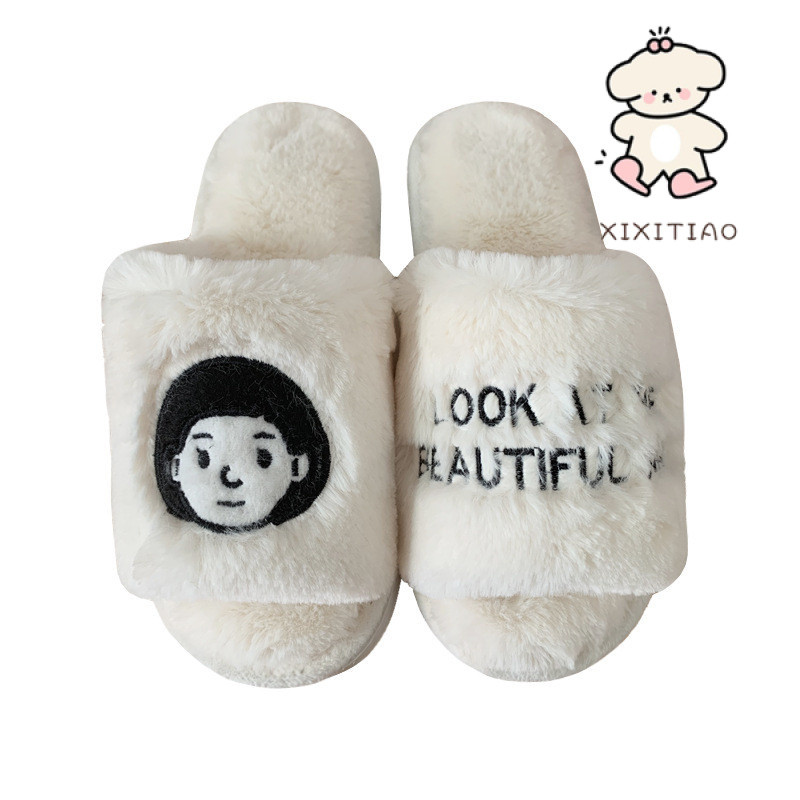 Xixitiao Phong Cách Mới Dép Cotton Thu Đông Phong Cách ins Phong Cách Cặp Đôi Sinh Viên Dép Cotton Nhà Ấm Áp Sang Trọng Giày Nữ Phiên Bản Hàn Quốc
