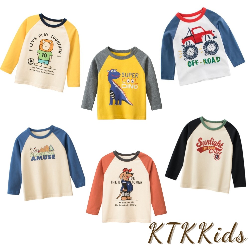 Áo thun dài tay chất cotton cho bé trai Kotokids, áo thun dài tay chất cotton nhiều hình dễ thương 2025