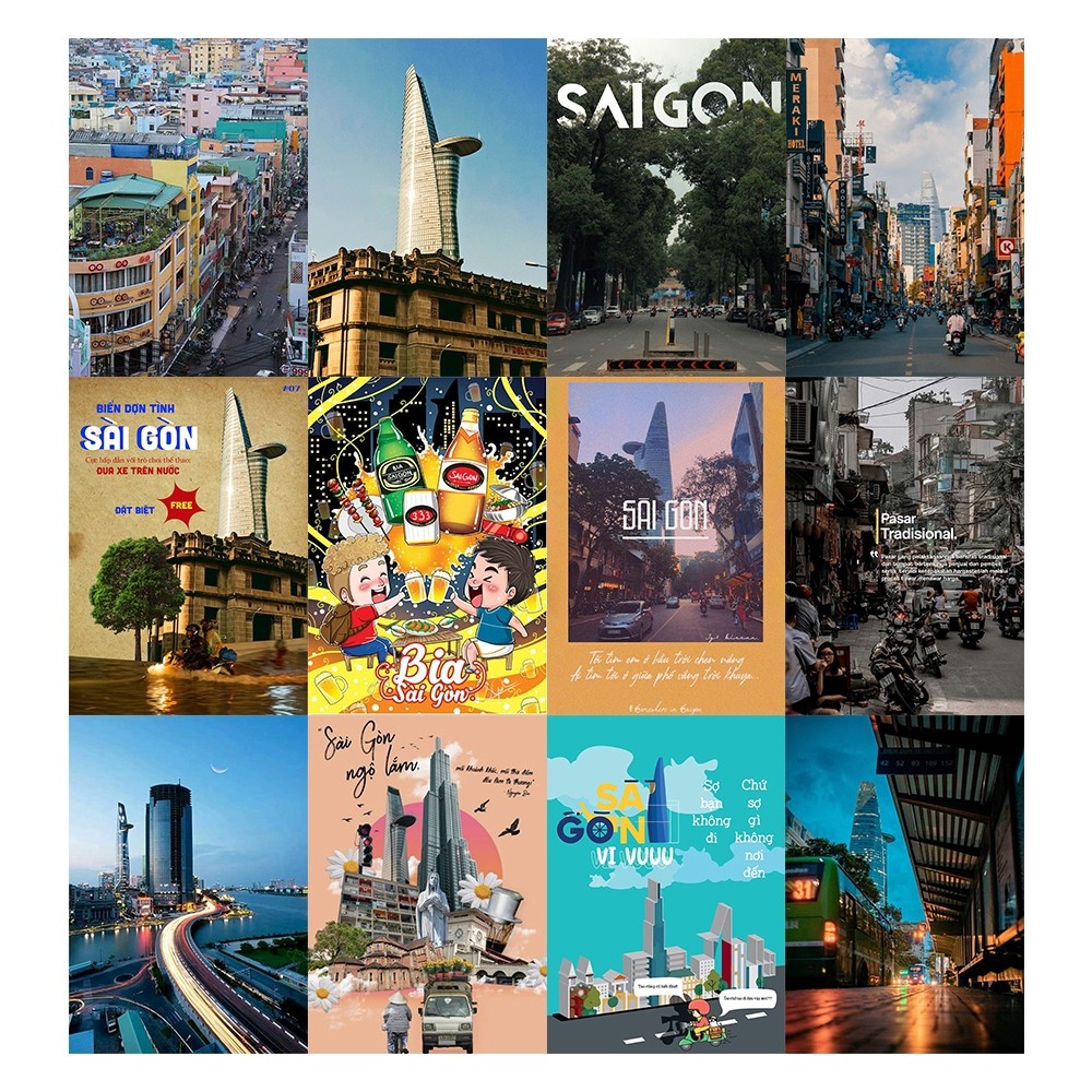 [DECAL] A5 In Màu - Set 50 Tờ Poster Giấy Dán Tường - HÌNH POSTER TP HỒ CHÍ MÌNH - SÀI GÒN - Decor Trang Trí Nhà