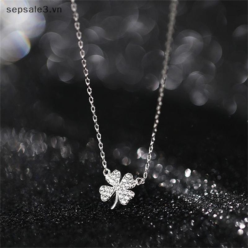 # Sepsale # Bốn lá Cỏ Ba Lá May Mắn Áo Len Chokers Vòng Cổ Pha Lê Zircon Mặt Dây Chuyền Dây Chuyền Vòng Cổ Cho Nữ Trang Sức.