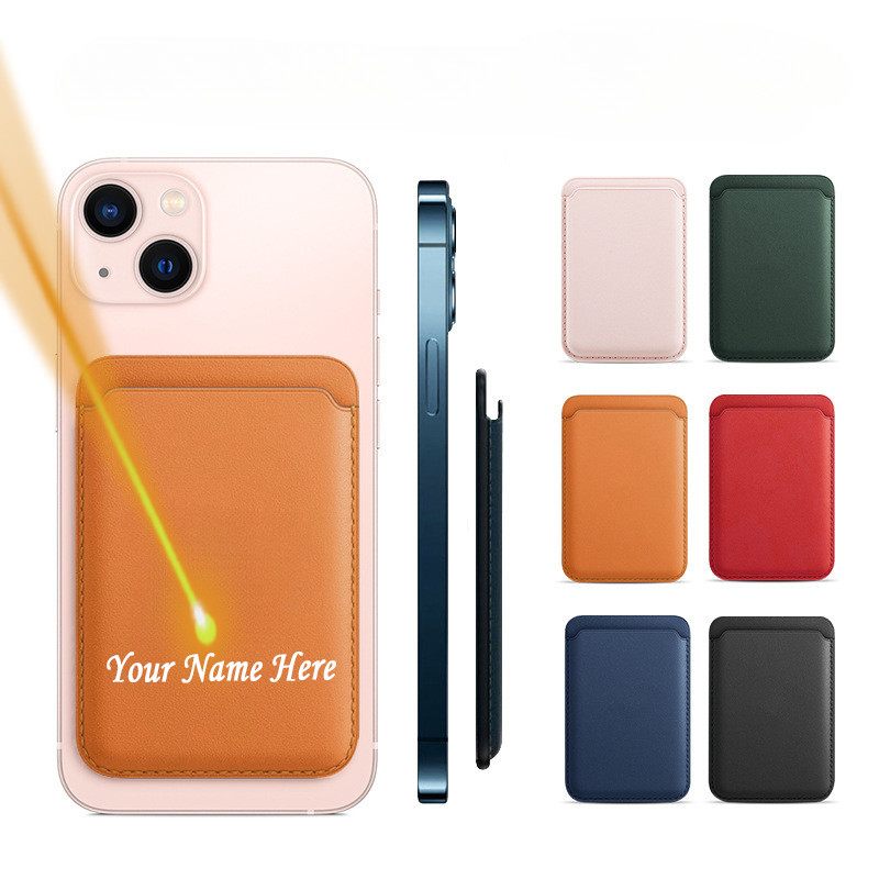 Thích hợp cho Mag Safe Tùy chỉnh khắc tên Ví đựng thẻ từ tính cá nhân Vỏ đựng thẻ IPhone 16 15 13 14 12 Tay áo IPhone Da nam châm Mặt sau Nhãn dán thẻ