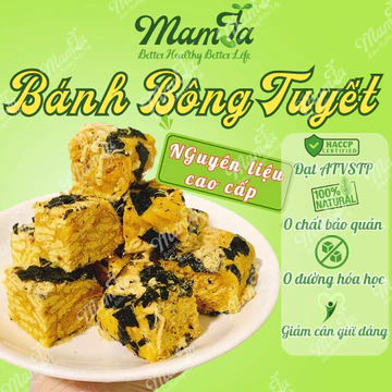 Bánh Bông Tuyết MAMFA Trứng Muối Chà Bông - Bánh Healthy, Ít Ngọt, Hỗ Trợ Ăn Kiêng & Ăn Vặt