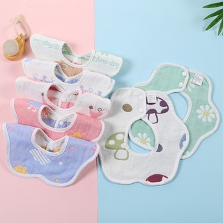 Yếm tròn xoay cho bé, yếm xô tròn hoa sáng màu 2 Mặt Xoay 360 Độ 6 lớp THẢO NHI KID