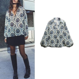 Zara made in Morocco đủ tag áo sơ mi voan hoa Spring cực đẹp