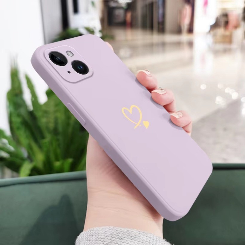 Ốp Điện Thoại Cho Samsung S24 S23 S22 Plus Ultra S23 FE S21 FE S20 FE Vỏ Tình Yêu Đơn Giản Viền Vuông Mặt Sau TPU Mềm