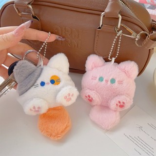 Móc khóa mèo sang trọng 7,5x11cm, Móc khóa động vật nhồi bông mềm Kawaii cho ví ba lô, Quà tặng dễ thương cho những người yêu mèo, Thiết kế chống thất lạc có dây chuyền