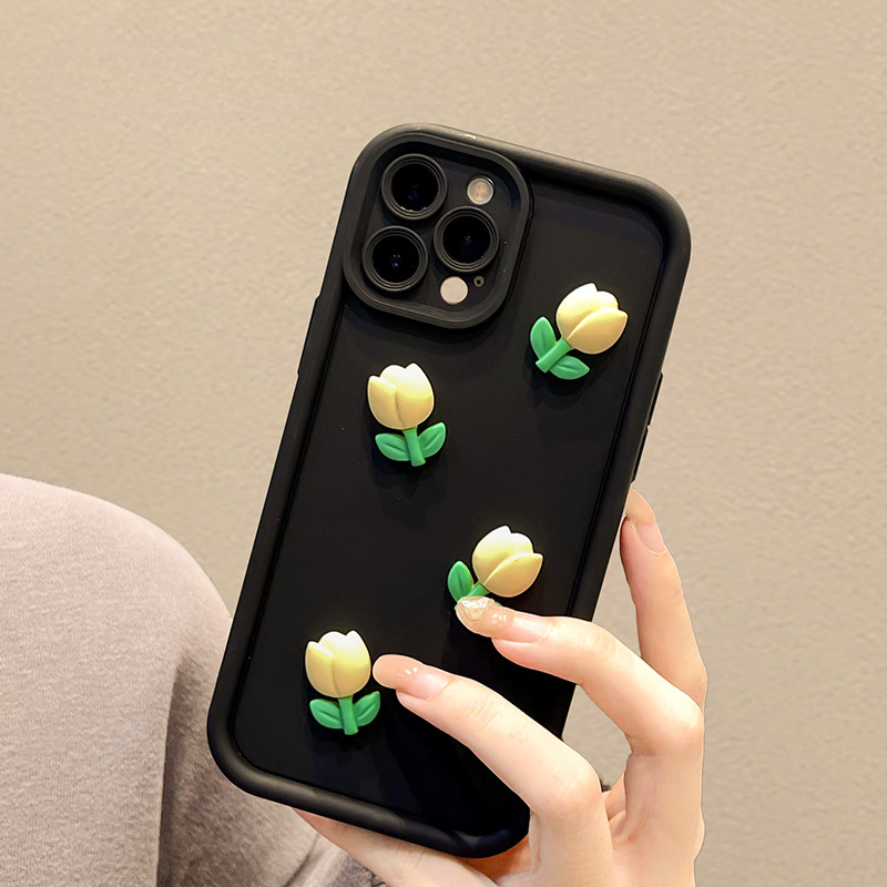 Ốp Điện Thoại Tulip Đơn Giản Cho iPhone 16E 16 Pro Max 15 14 Plus 13 12 Mini 11 Pro Max X XR XS Max 8 7 6 6s Plus SE 2020 2022 Vỏ Dễ Thương Mùa Xuân Hoa Tươi Chống Sốc Ốp Lưng Mềm