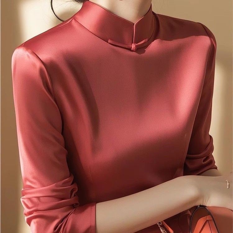 ✨Độc Đáo Siêu Đẹp Mới Phong Cách Trung Hoa Satin Dài Tay Áo Sơ Mi Nữ Phong Cách 2025 Xuân Hè Cao Cấp Ánh Sáng Sang Trọng Phong Cách Trung Hoa Top 25.3.26