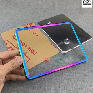 Khung biển số xe máy Titan - ốp biển số titan kèm Mica nhựa - chống nước phù hợp các loại xe Loại 1 caoduongracing