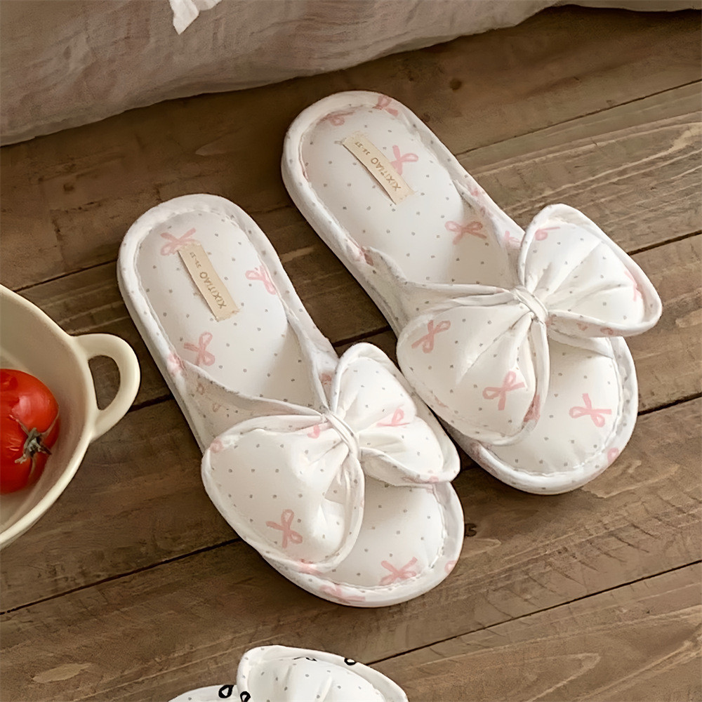 Xixitiao Phong Cách Mới Nữ Nơ Lanh Dép Bốn Mùa Đa Năng Trong Nhà Thường Ngày Thoải Mái