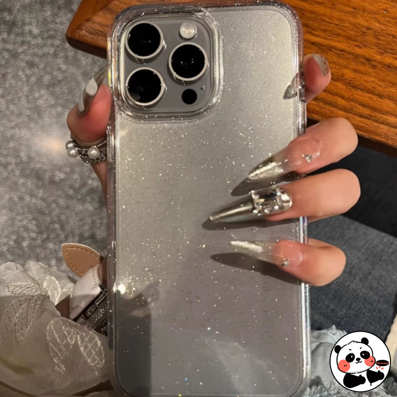 Ốp Điện Thoại Trong Suốt Lấp Lánh Cho iPhone 16E 16 Pro Max 16 15 14 Plus 13 12 11 Pro Max XR XS Max X 8 7 6 6s Plus SE3 SE2 + Ốp Lưng Sang Trọng Dễ Thương Đơn Giản Sáng Bóng Vỏ Mềm Trong Suốt