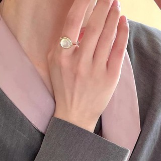 [Ưu đãi đặc biệt] Nhẫn Ngọc Trai Vỏ Hoa Kim Cương Nữ Mở Nhẫn Có Thể Điều Chỉnh Thời Trang Mới Bán Chạy Thiết Kế Niche Nhẫn Hình Học Phù Hợp