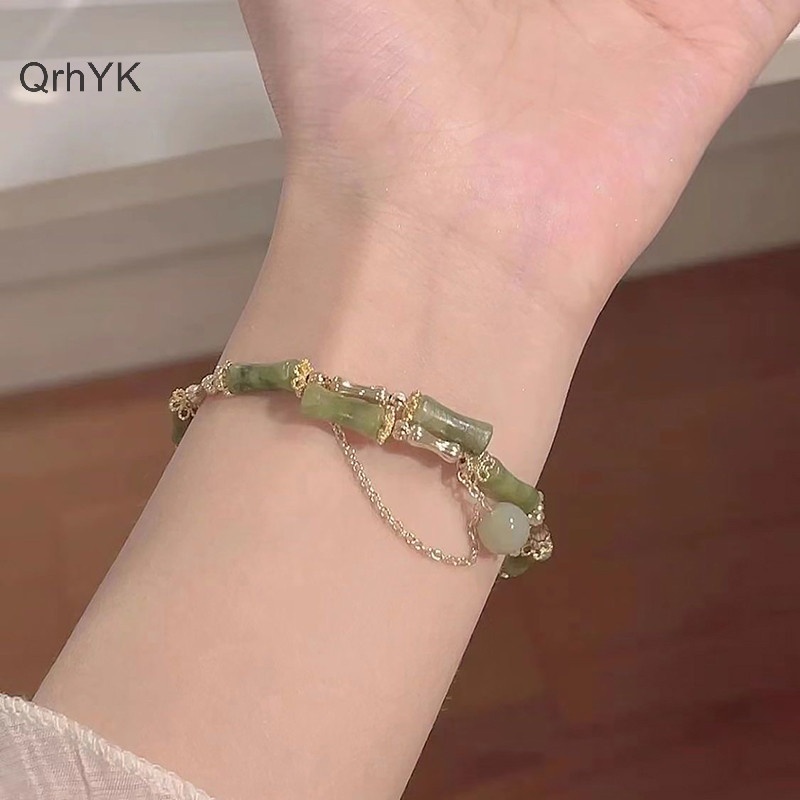 Nhà Máy Thời Trang Phong Cách Trung Hoa Retro Xanh Tre Khớp Đính Hạt Vòng Tay Cho Nữ Thời Trang Độc Đáo Tinh Tế Quyến Rũ Vòng Tay Trang Sức Quà Tặng QrhYK