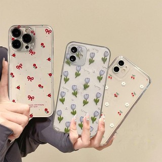 Vỏ Hoa Tulip Nơ Dễ Thương Cho Samsung Galaxy A25 A42 A51 A52 A53 A52S A71 A72 A73 J4 J6 PLUS J7 J2 Prime G530 Ốp Điện Thoại TPU Mềm Trong Suốt