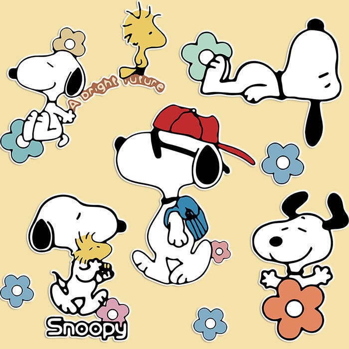 Phim hoạt hình dễ thương Snoopy nhãn dán trang trí cho ô tô, máy tính xách tay, iPad, điện thoại di động, cốc nước, xe máy, nhãn dán trang trí, chống thấm nước