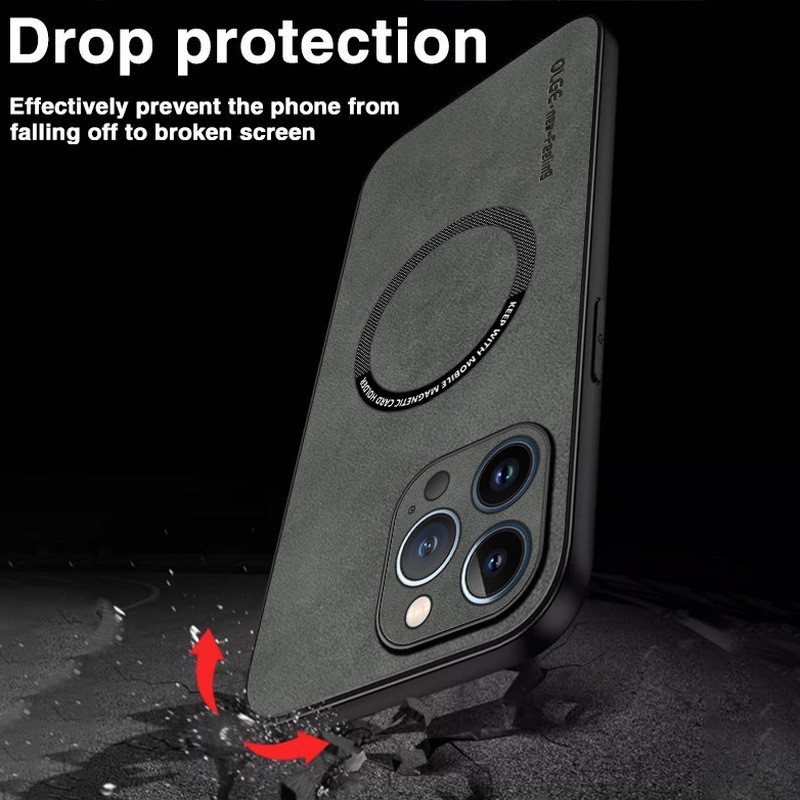 Ốp Điện Thoại Da Fuax Cho iPhone 15 14 Plus 13 12 16 Pro Max Sạc Không Dây Họa Tiết Da Cừu