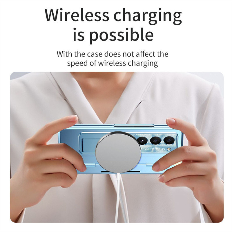 Dành Cho Samsung Lxury Leveling Bản Lề Vỏ Bảo Vệ Cho Samsung Galaxy Z Fold 5 Gấp 4 Gấp 3 5G Vỏ Điện Thoại Có Bảo Vệ Màn Hình Phía Trước Cho Galaxy Fold 5 4 3