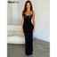 Klalien Gợi Cảm Camis Đầm Nữ Skinny Chắp Vá Ngực Mùa Hè Thanh Lịch Skinny Co Giãn Co Giãn Maxi Bodycon Clubwear Vestidos