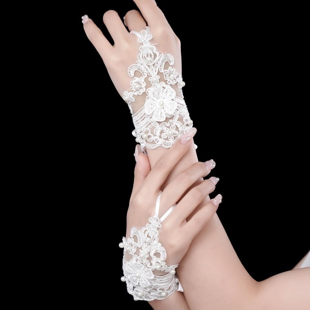 Găng Tay Ren Saia Kim Cương Giả Cho Cô Dâu và Tiệc Cưới, Gợi Cảm và Thanh Lịch